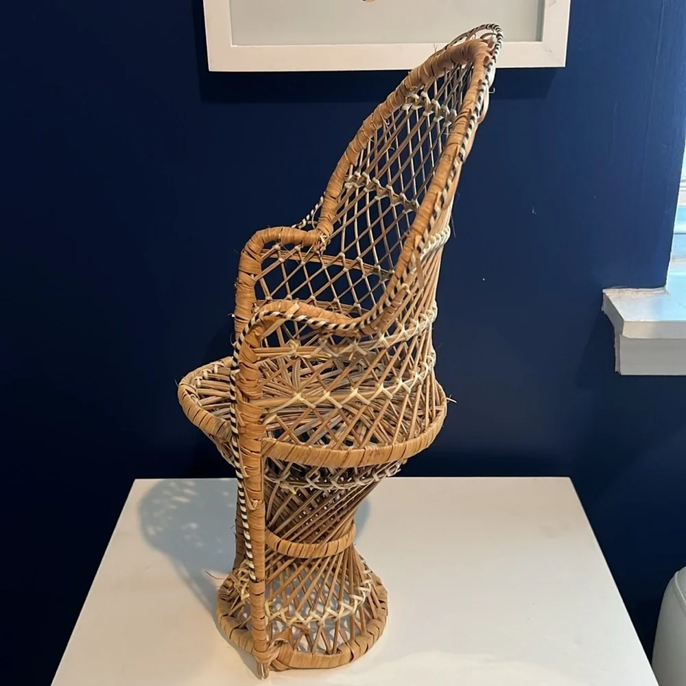 Mini Wicker Chair Plant Stand